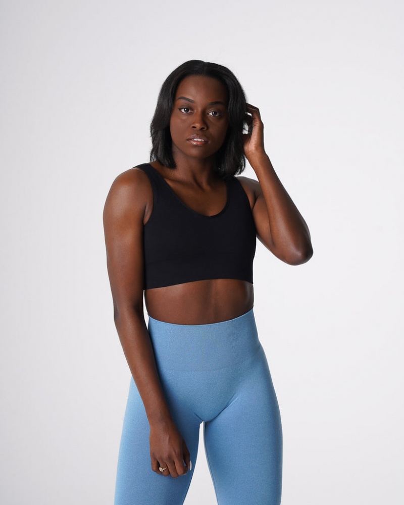 Women's NVGTN Elevate Seamless Sports Bras Black | YLWN-98417