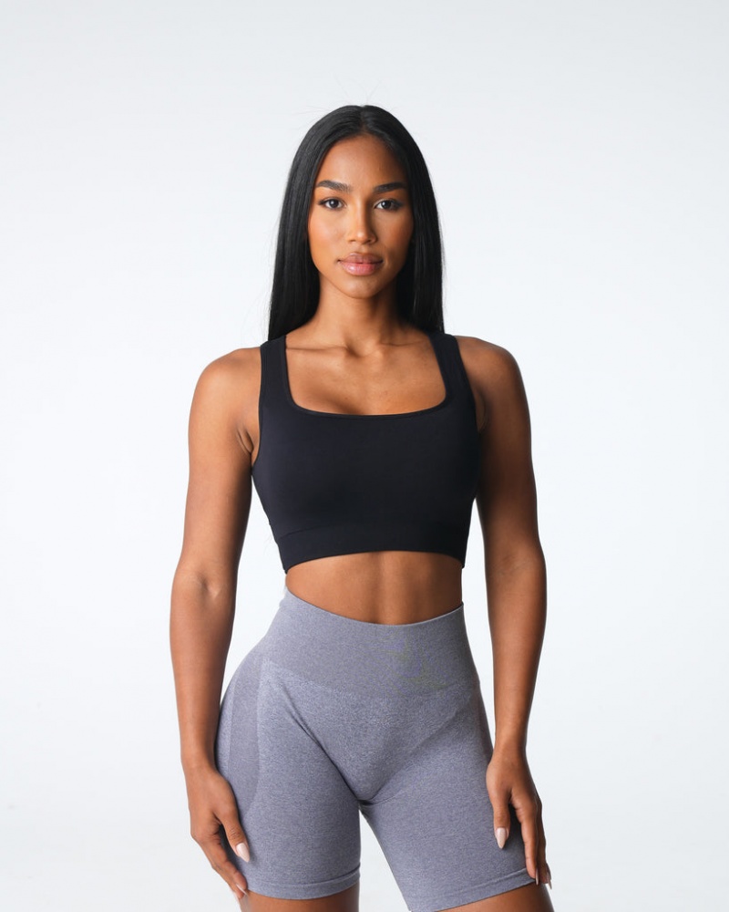 Women's NVGTN Empower Seamless Sports Bras Black | LAER-83164