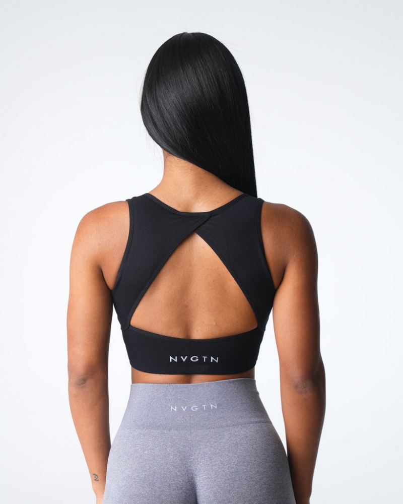 Women's NVGTN Empower Seamless Sports Bras Black | LAER-83164