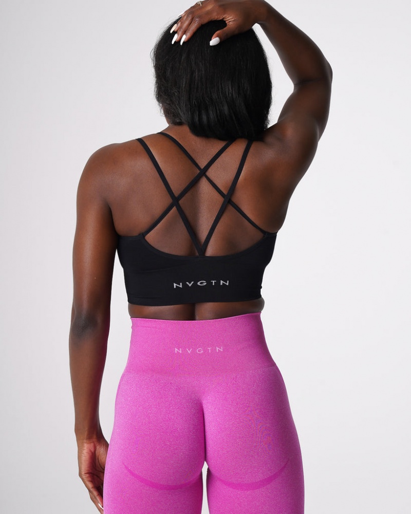 Women's NVGTN Flourish Seamless Sports Bras Black | HJSW-01574