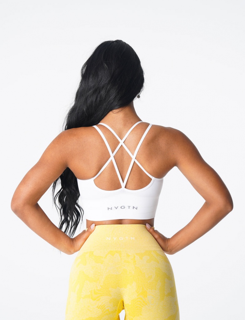 Women's NVGTN Flourish Seamless Sports Bras White | XQAH-17385