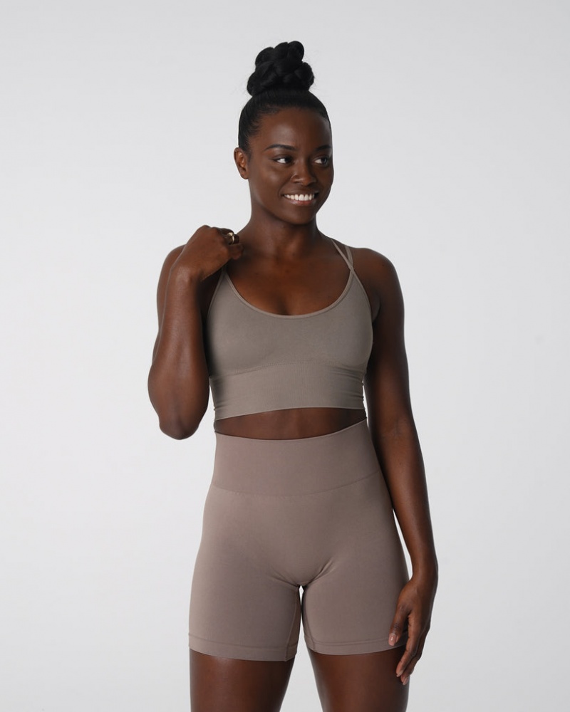 Women's NVGTN Flourish Seamless Sports Bras Grey Brown | WNOV-42631