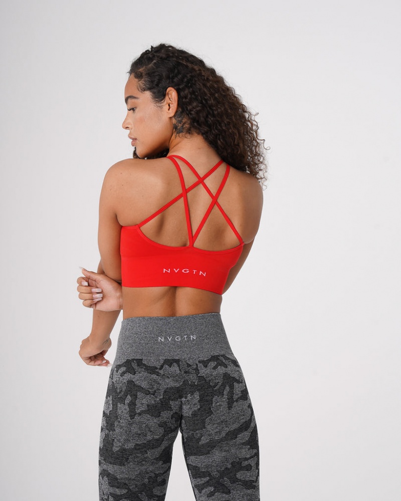 Women's NVGTN Flourish Seamless Sports Bras Deep Red | JYBN-45019