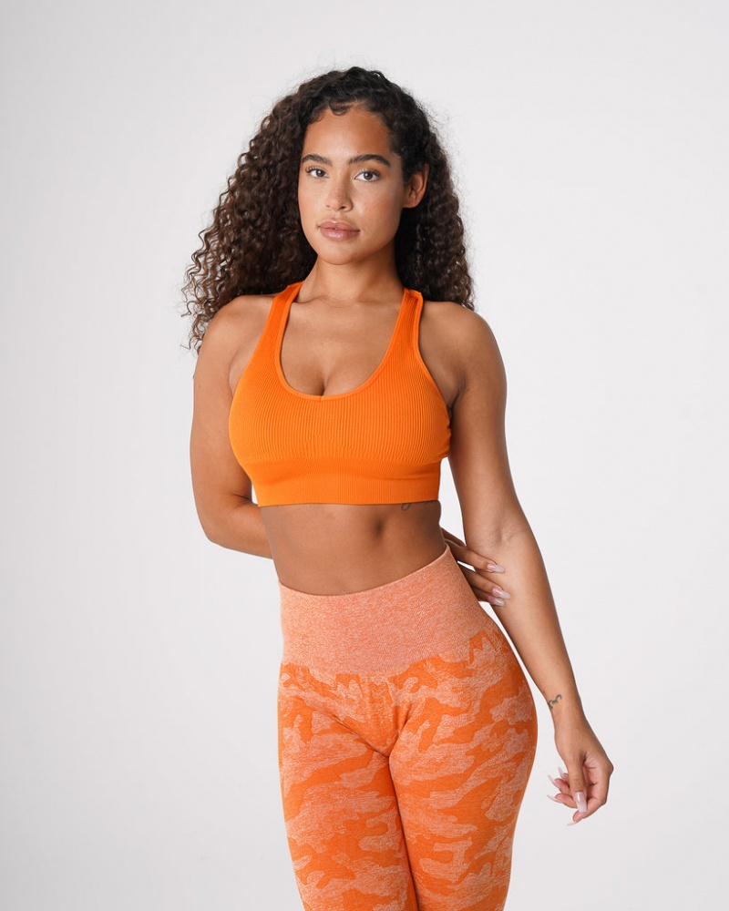 Women's NVGTN Galaxy Ribbed Seamless Sports Bras Orange | FVWY-81759