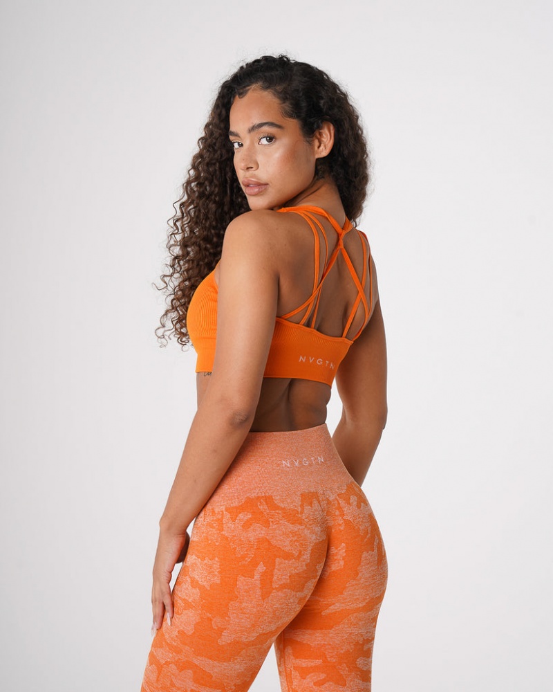 Women's NVGTN Galaxy Ribbed Seamless Sports Bras Orange | FVWY-81759