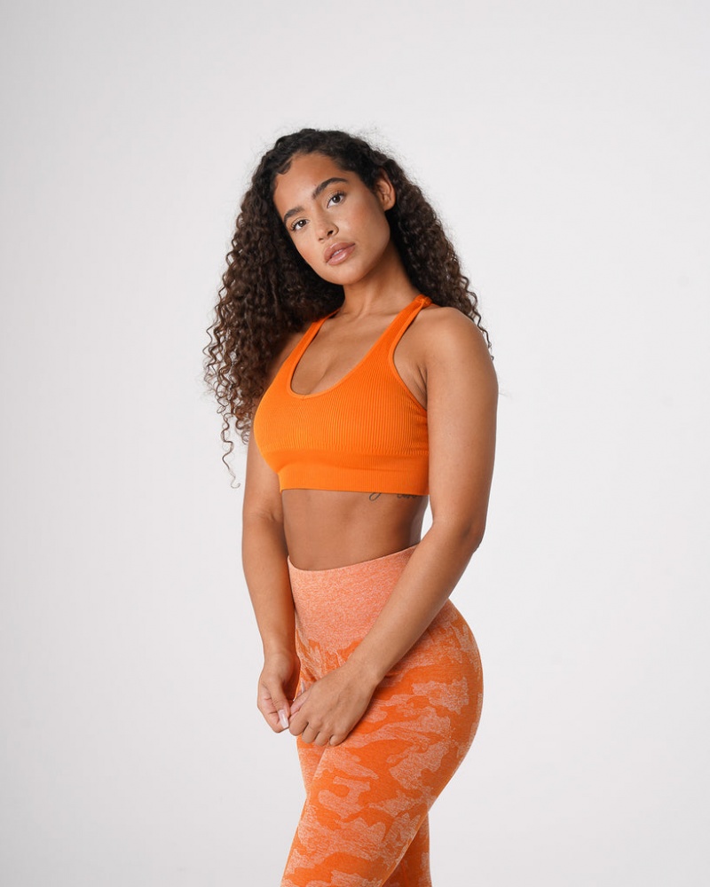 Women's NVGTN Galaxy Ribbed Seamless Sports Bras Orange | FVWY-81759