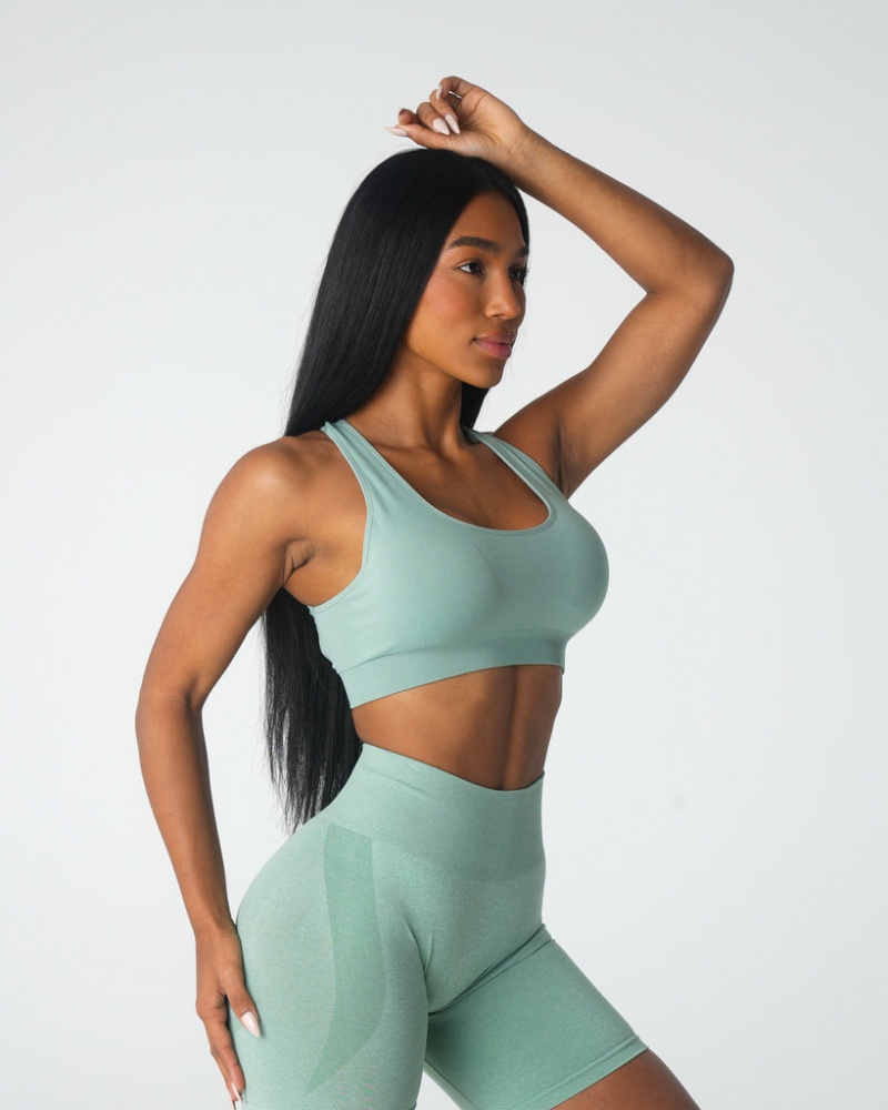 Women's NVGTN Inspire Seamless Sports Bras Olive Green | TFXB-54307