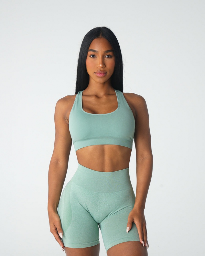 Women\'s NVGTN Inspire Seamless Sports Bras Olive Green | TFXB-54307