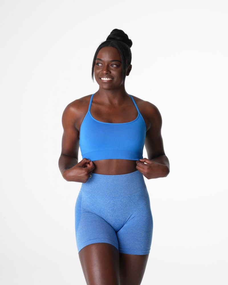 Women's NVGTN Invincible Seamless Sports Bras Blue | SCBX-47908