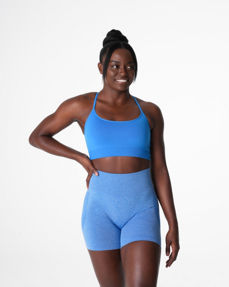 Women's NVGTN Invincible Seamless Sports Bras Blue | SCBX-47908