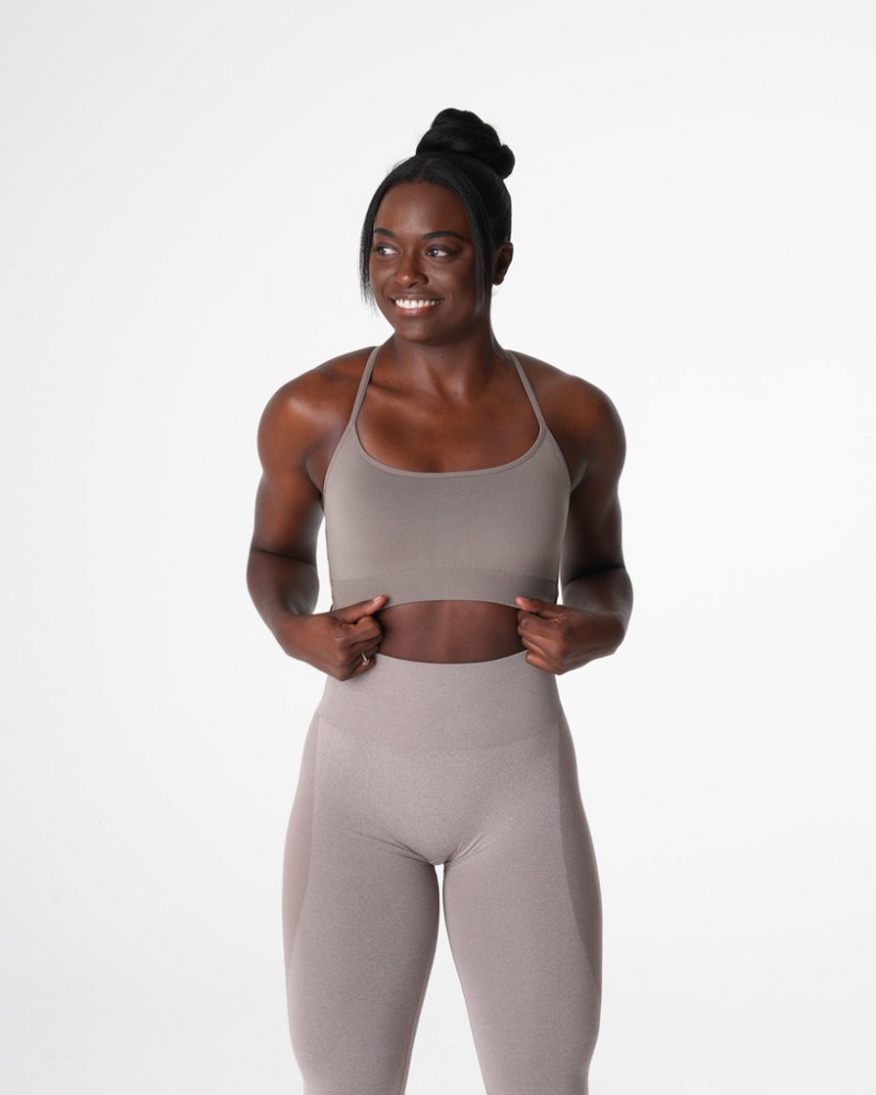 Women's NVGTN Invincible Seamless Sports Bras Grey Brown | BCWF-08694