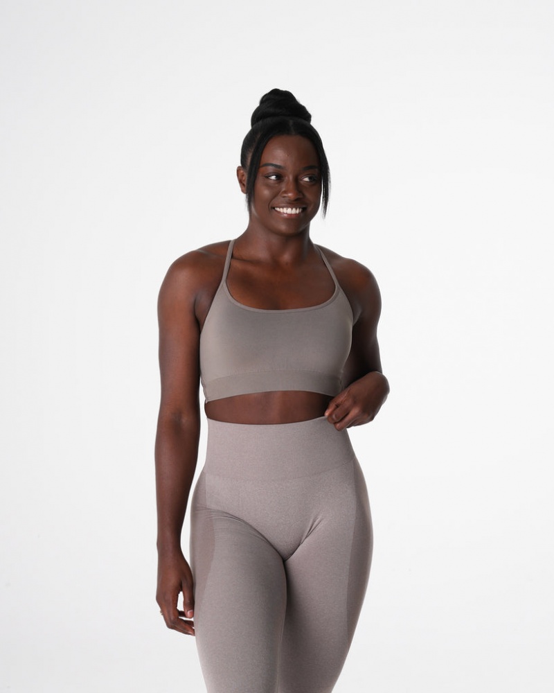 Women's NVGTN Invincible Seamless Sports Bras Grey Brown | BCWF-08694