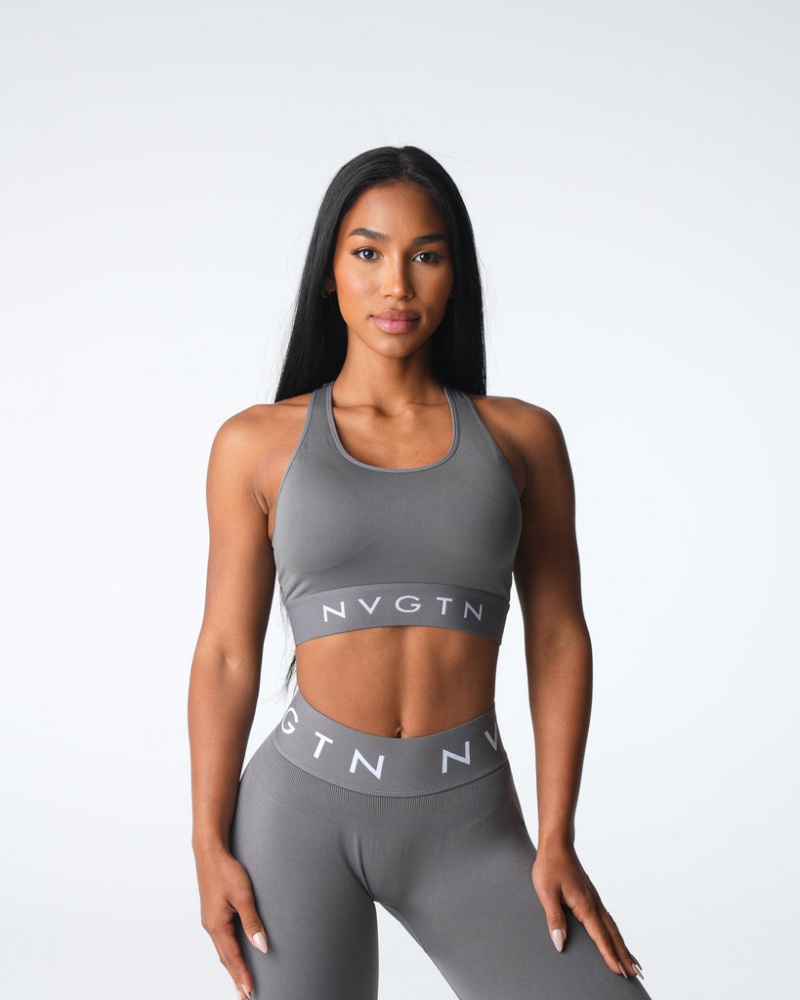 Women's NVGTN Legacy Sport Seamless Sports Bras Grey | ONQY-53820