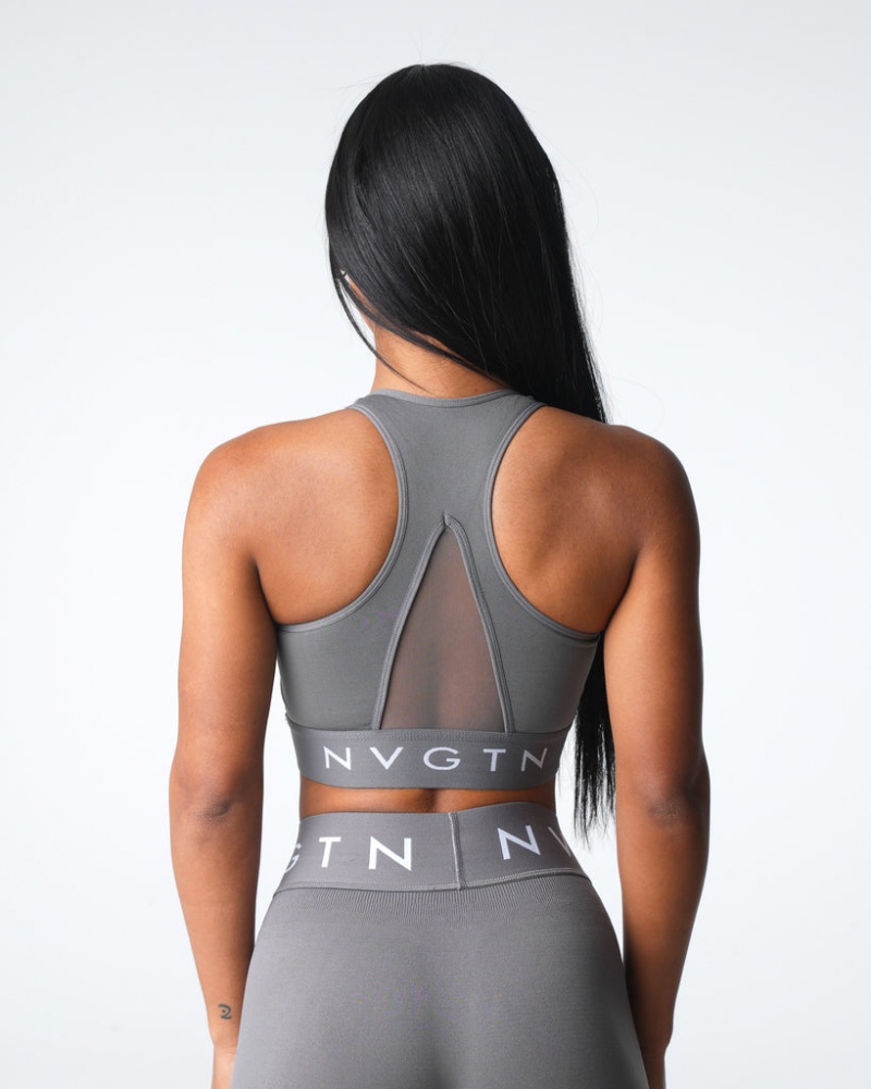 Women's NVGTN Legacy Sport Seamless Sports Bras Grey | ONQY-53820