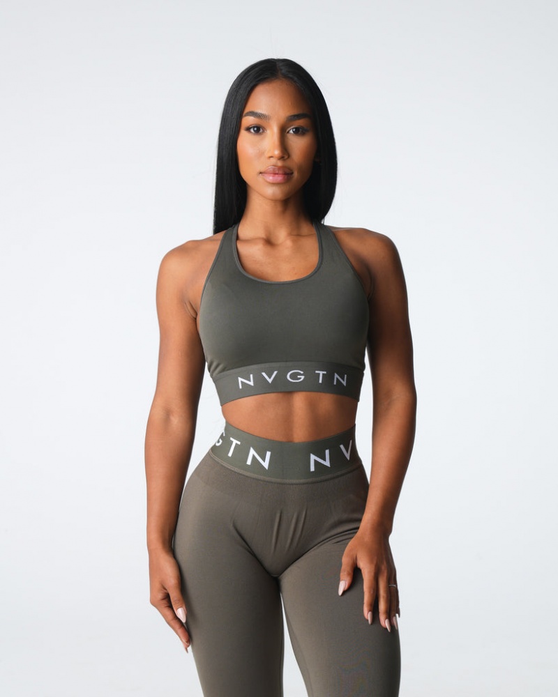 Women's NVGTN Legacy Sport Seamless Sports Bras Olive | IHUC-41685