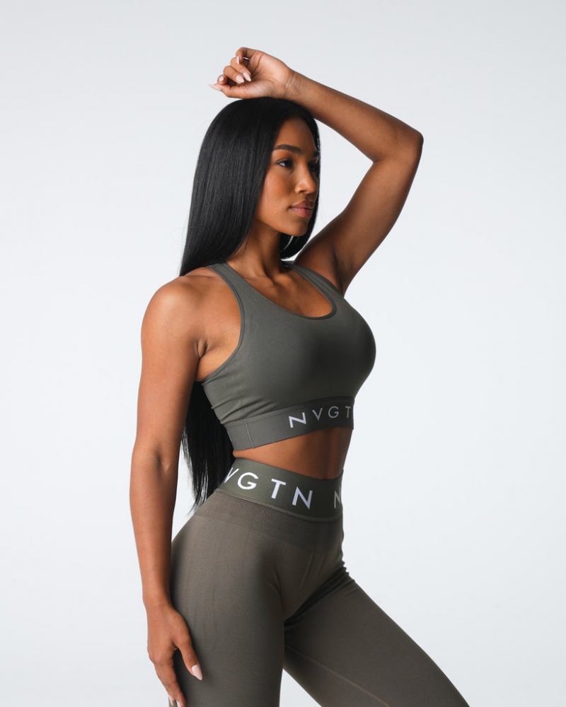 Women's NVGTN Legacy Sport Seamless Sports Bras Olive | IHUC-41685