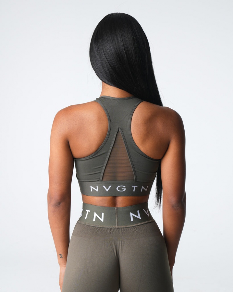 Women's NVGTN Legacy Sport Seamless Sports Bras Olive | IHUC-41685