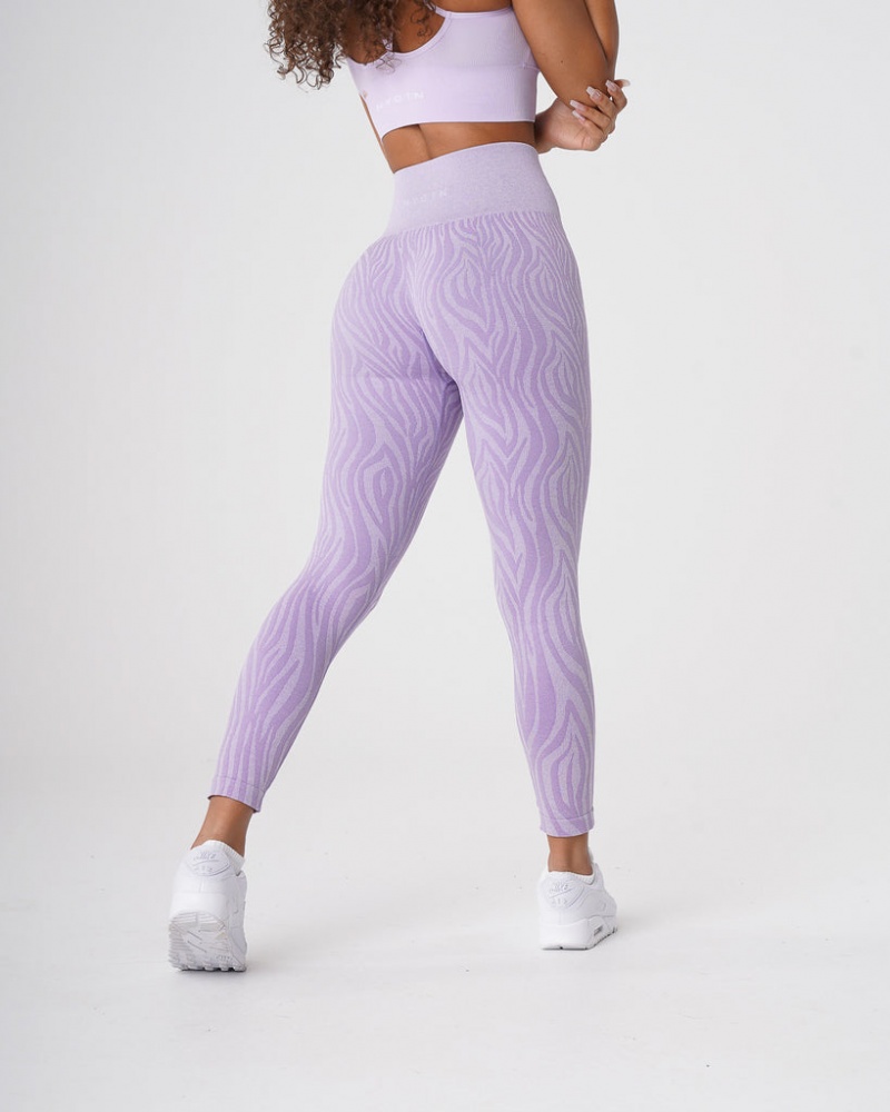 Women's NVGTN Leopard Seamless Leggings Purple | OICS-32019