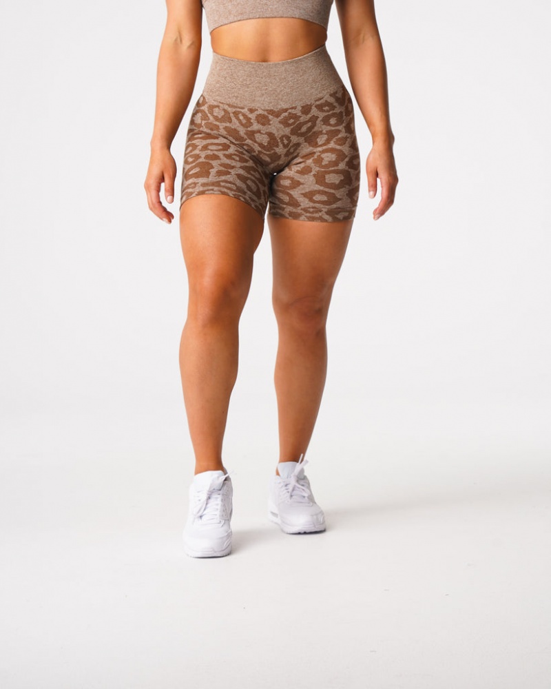 Women's NVGTN Leopard Seamless Shorts Beige | XCNR-98341