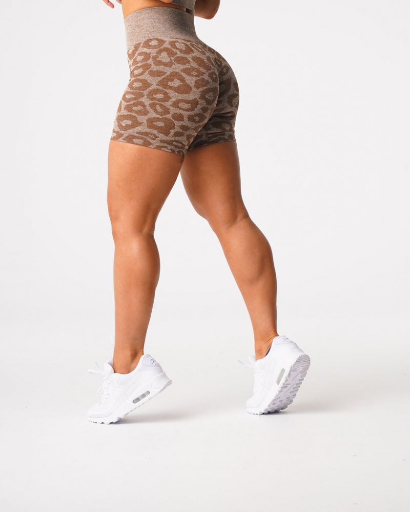 Women's NVGTN Leopard Seamless Shorts Beige | XCNR-98341