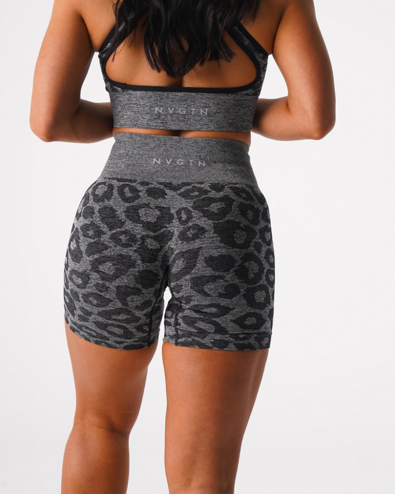 Women's NVGTN Leopard Seamless Shorts Black | GNKC-29357