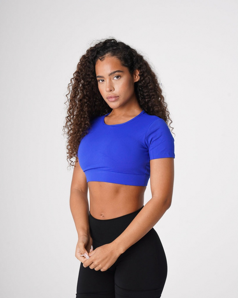 Women's NVGTN Open Back Sports Bras Blue | PWYJ-79134