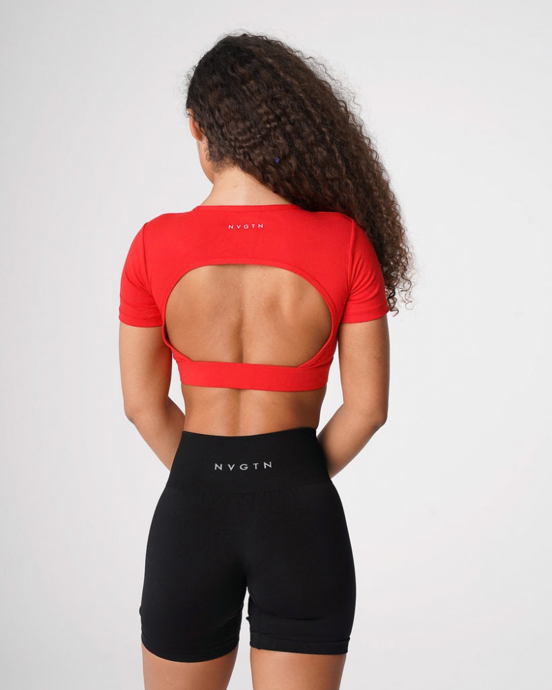 Women's NVGTN Open Back Sports Bras Deep Red | VYAS-27951