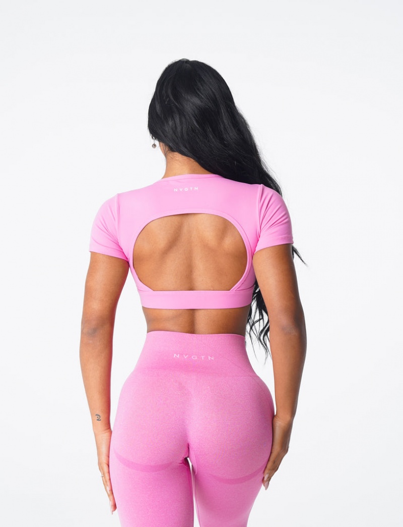 Women's NVGTN Open Back Sports Bras Pink | UNDX-16952