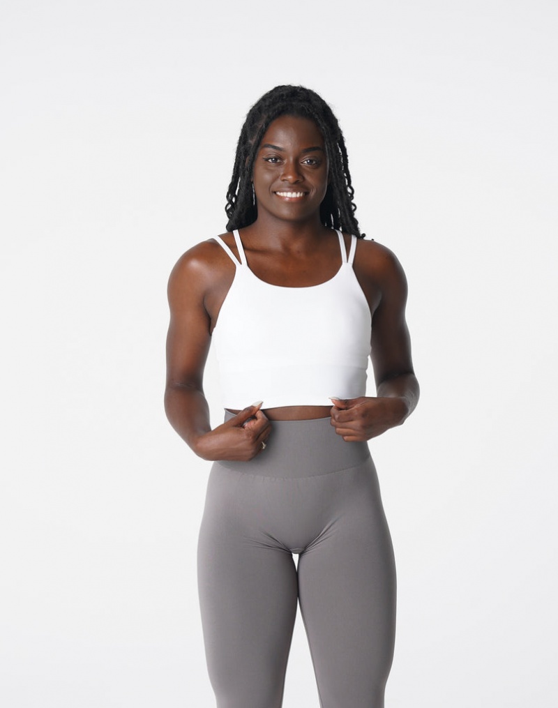 Women's NVGTN Poise Sports Bras White | PJXV-25643