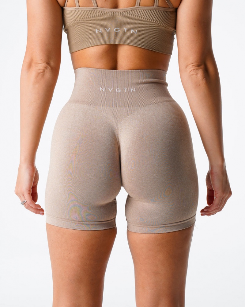 Women's NVGTN Pro Seamless Shorts Beige | DLIM-38562