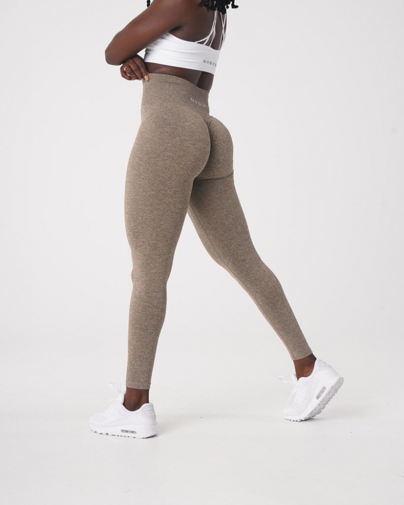 Women\'s NVGTN Scrunch Seamless Leggings Beige | FIHQ-12084