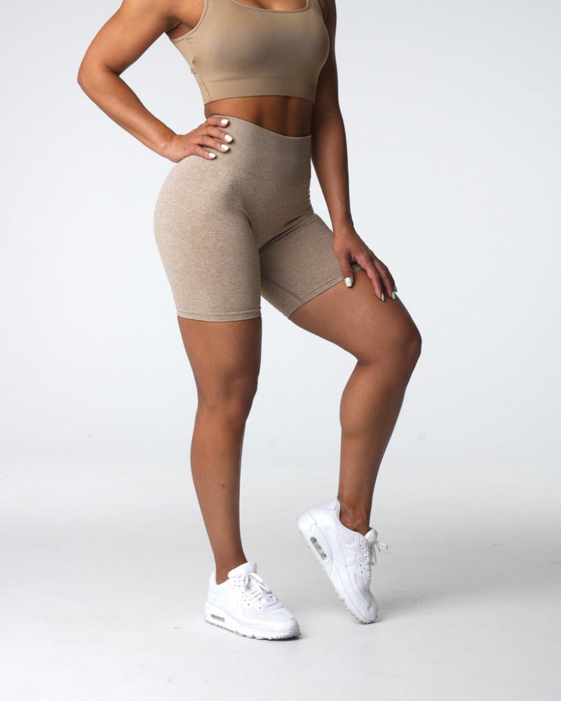 Women's NVGTN Scrunch Seamless Shorts Beige | KNFD-25637