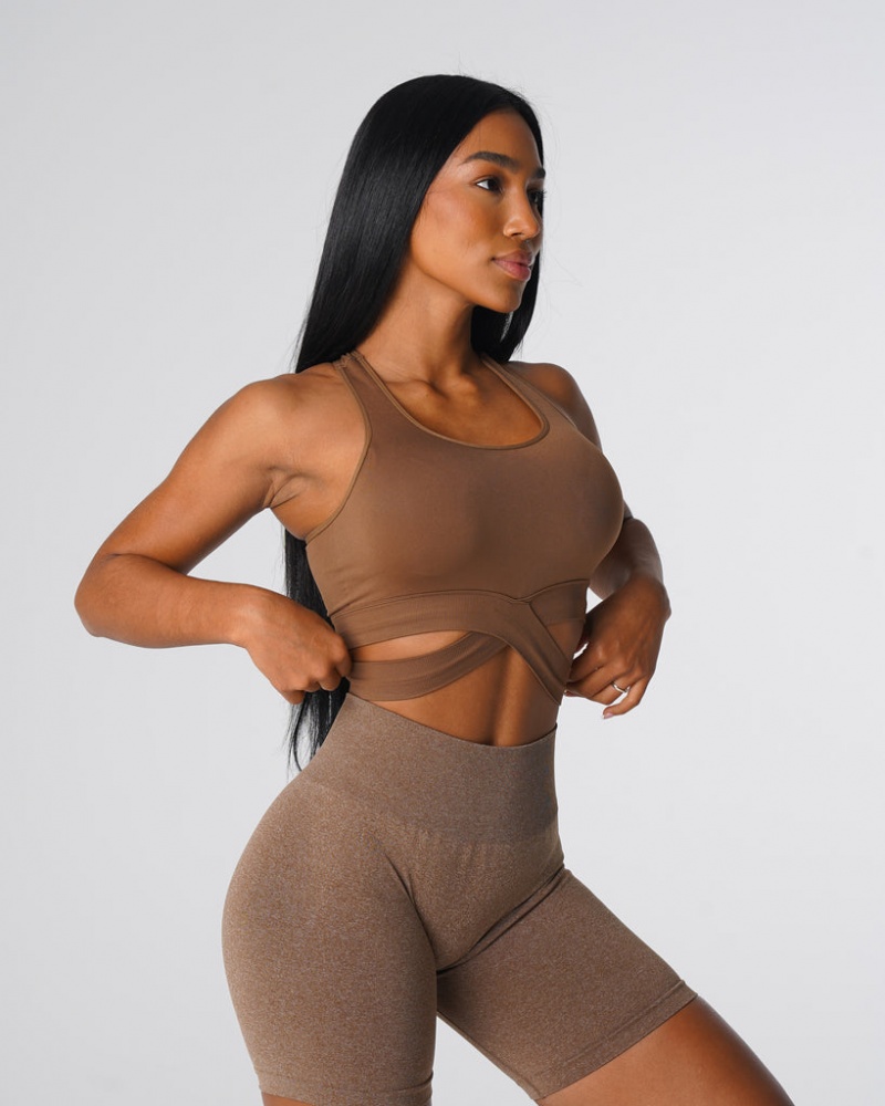 Women's NVGTN Sculpt Seamless Sports Bras Beige | MUFV-45123