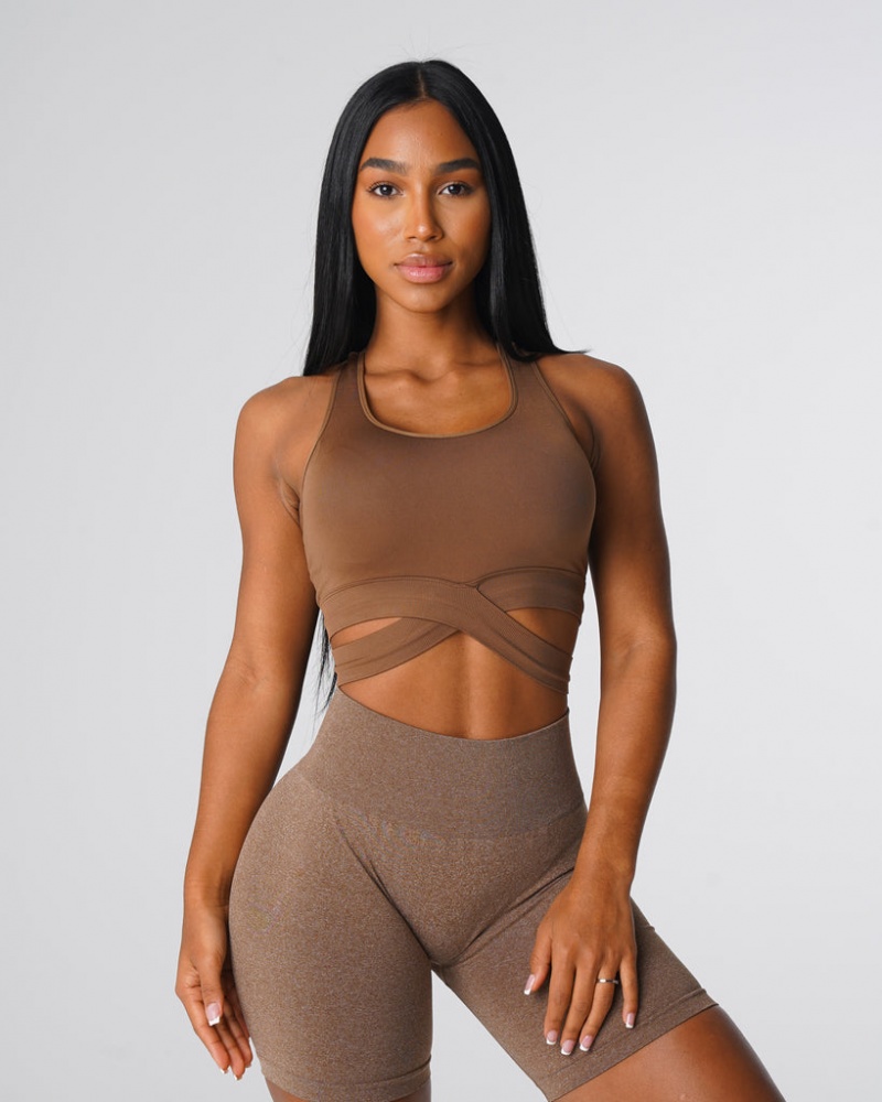 Women's NVGTN Sculpt Seamless Sports Bras Beige | MUFV-45123