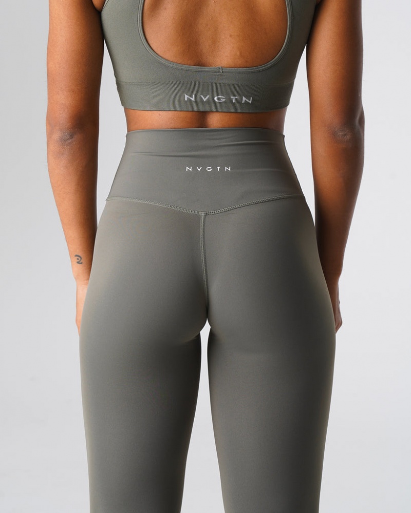 Women's NVGTN Signature 2.0 Leggings Khaki Green | IFUQ-13650