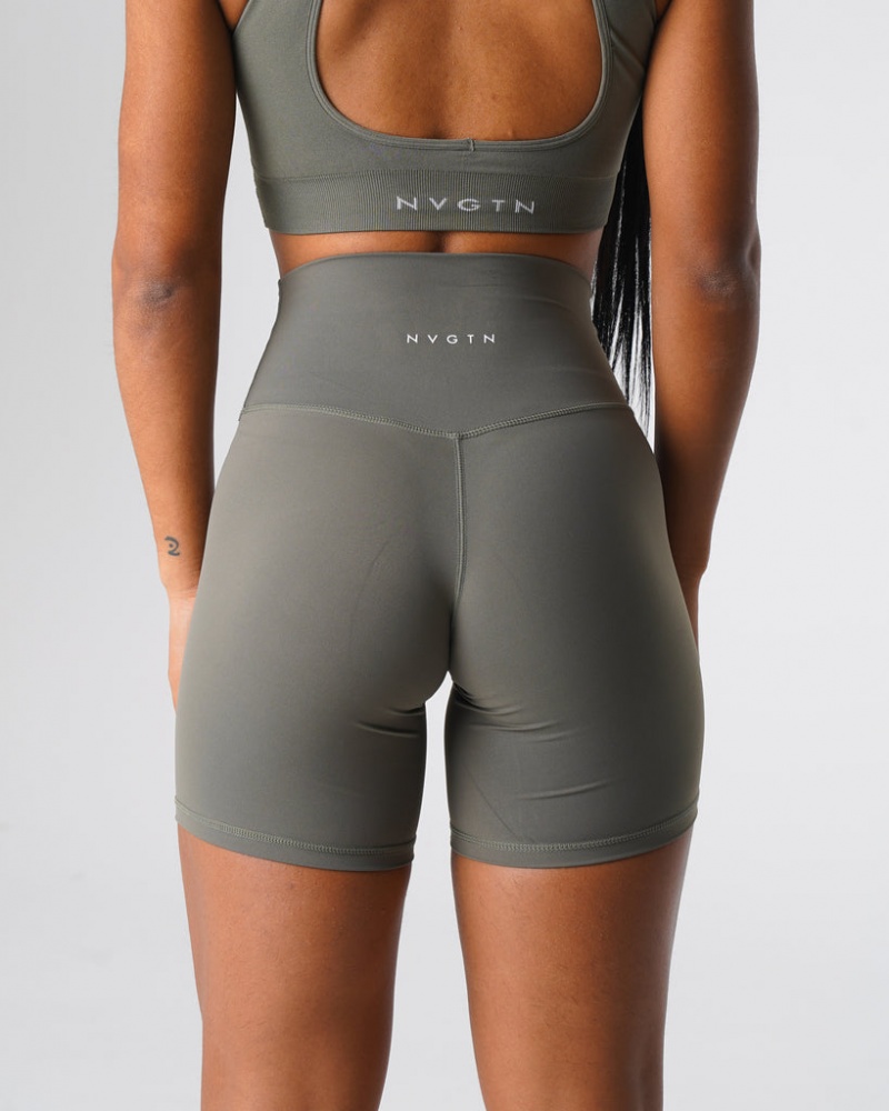 Women's NVGTN Signature 2.0 Shorts Khaki Green | JXSO-08219