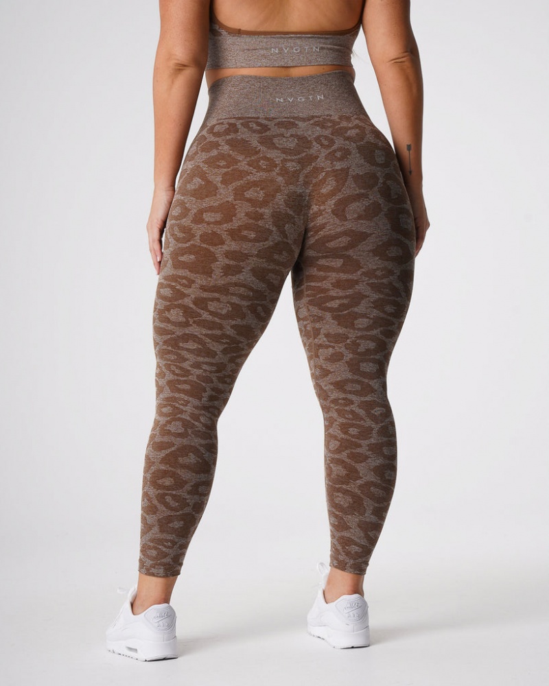 Women's NVGTN Snakeskin Seamless Leggings Beige | ZGWE-30289