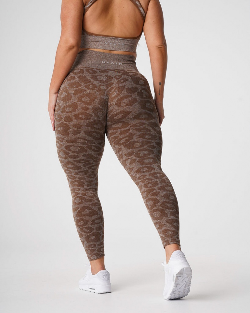 Women's NVGTN Snakeskin Seamless Leggings Beige | ZGWE-30289