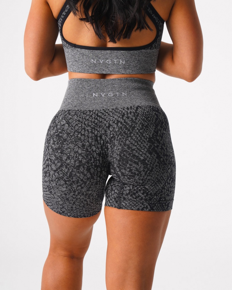 Women's NVGTN Snakeskin Seamless Shorts Black | QLAS-79380