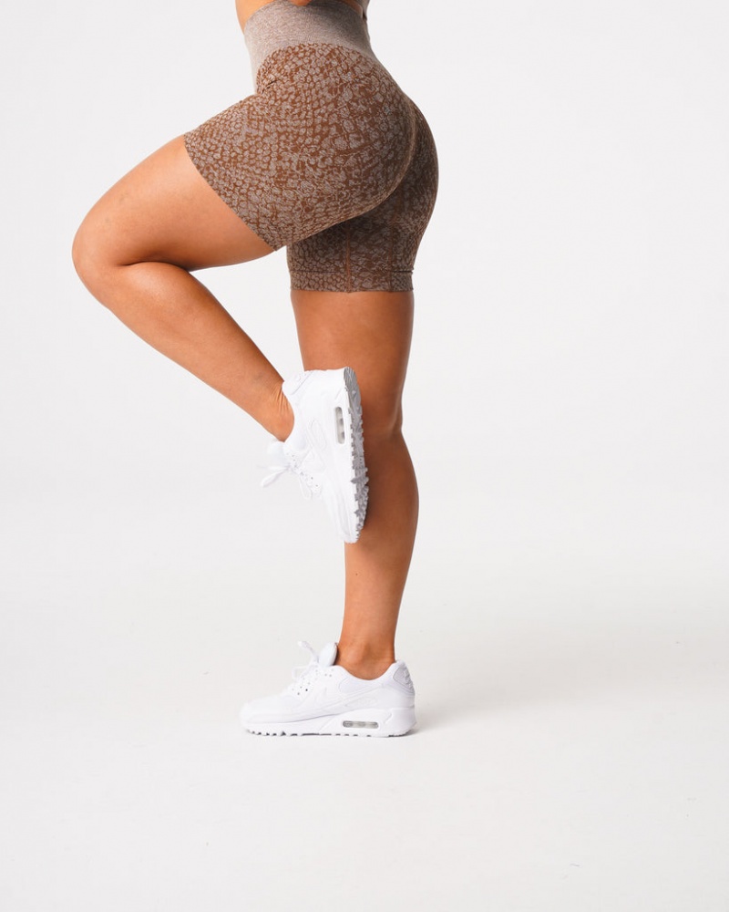 Women's NVGTN Snakeskin Seamless Shorts Beige | BIUT-23954