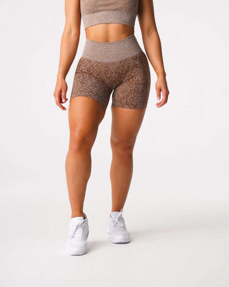 Women\'s NVGTN Snakeskin Seamless Shorts Beige | BIUT-23954