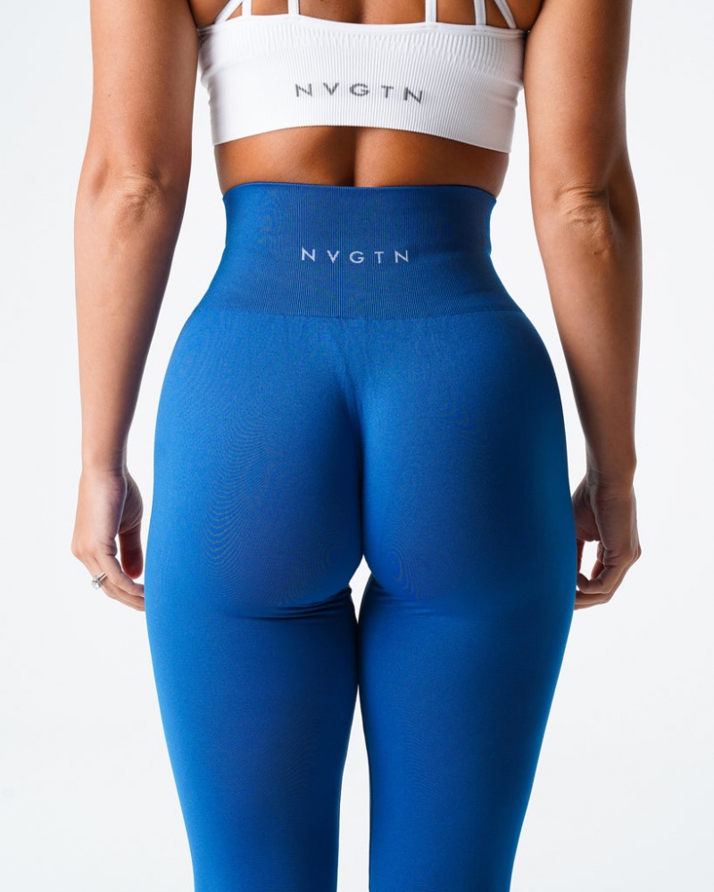 Women's NVGTN Solid Seamless Leggings Blue | WAQM-39764