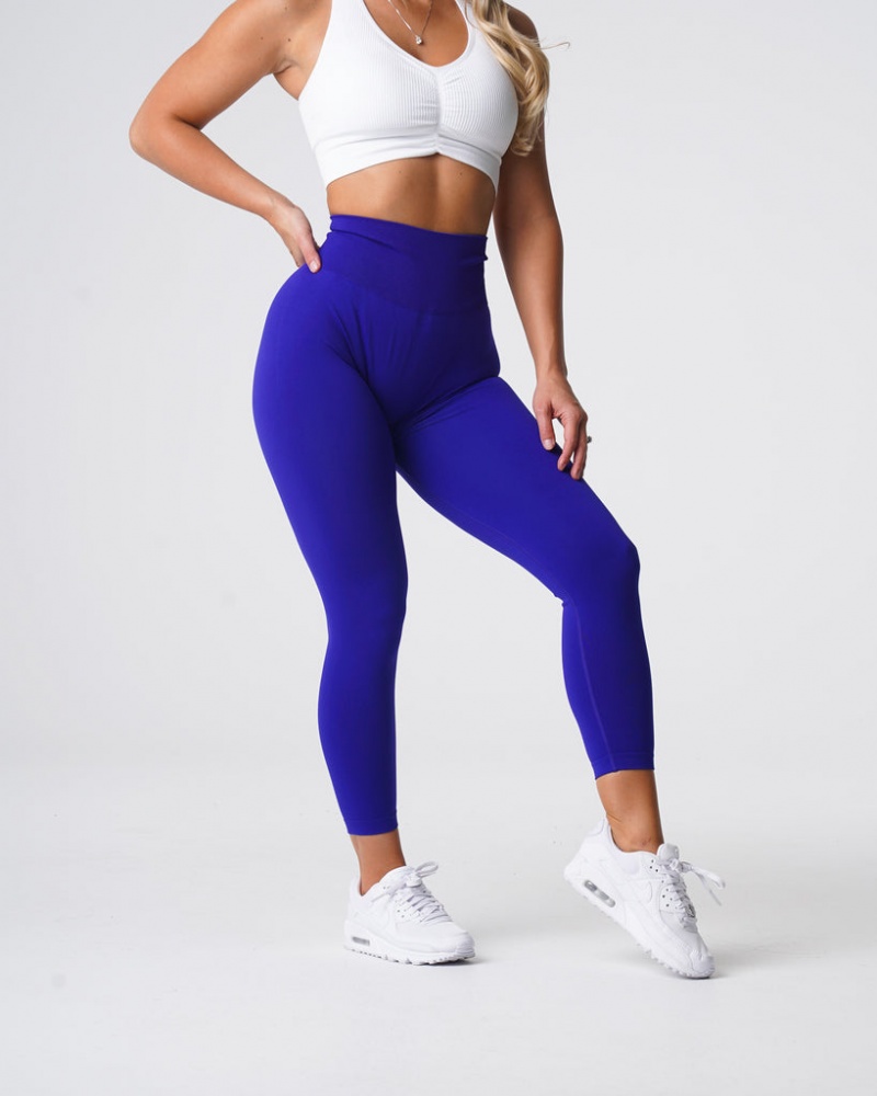 Women's NVGTN Solid Seamless Leggings Deep Blue | BDHP-80579