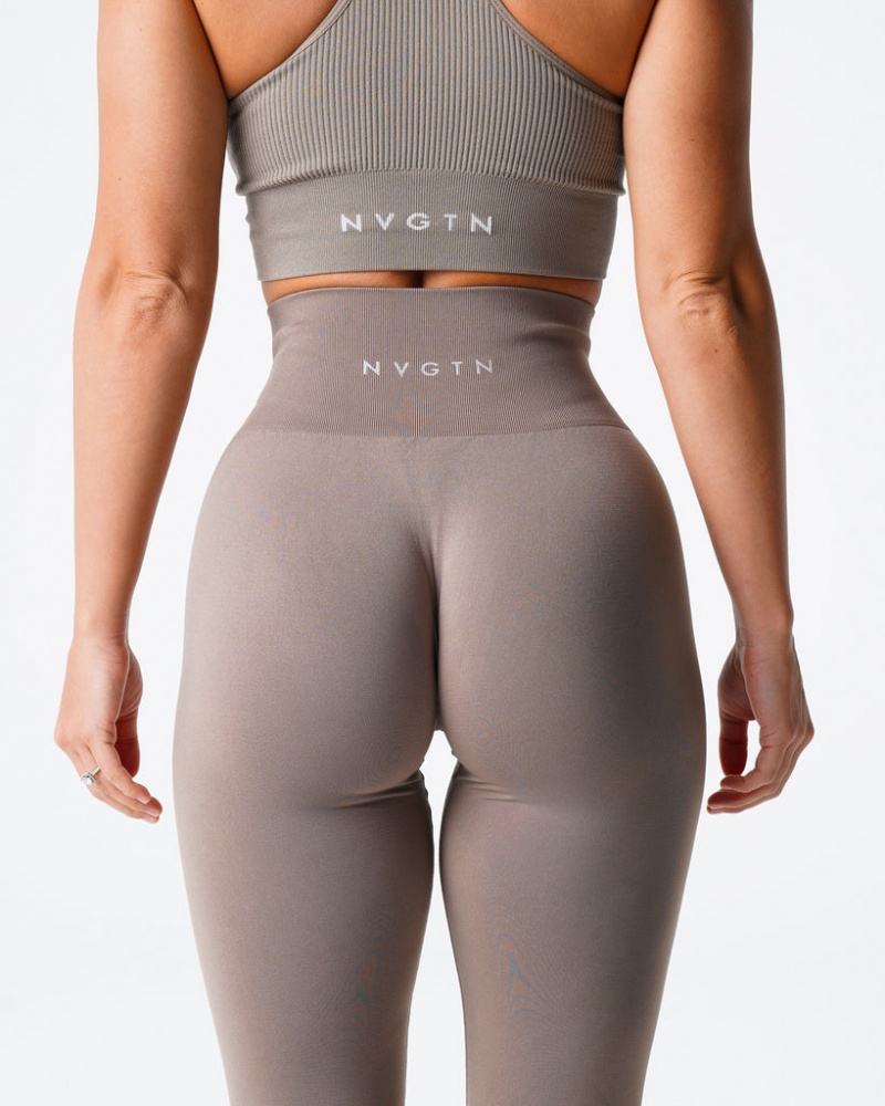 Women's NVGTN Solid Seamless Leggings Grey Brown | WCNM-95610