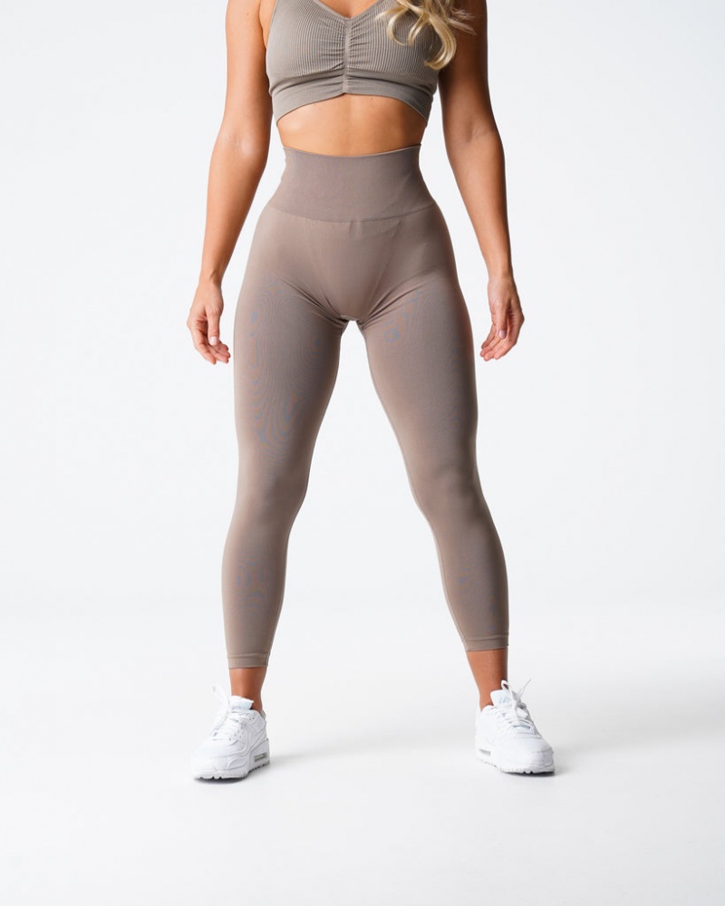 Women's NVGTN Solid Seamless Leggings Grey Brown | WCNM-95610