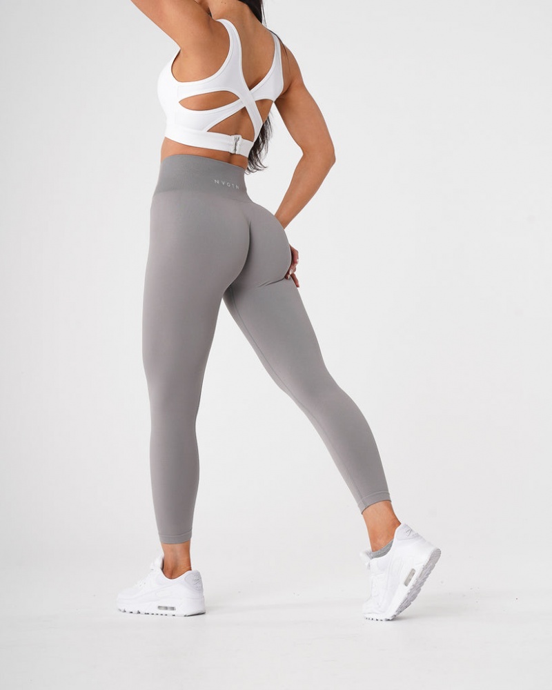 Women\'s NVGTN Solid Seamless Leggings Light Grey | QTCL-23168