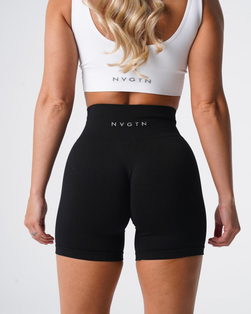 Women's NVGTN Solid Seamless Shorts Black | QIUH-24963