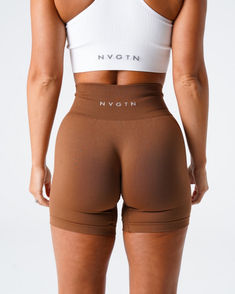 Women's NVGTN Solid Seamless Shorts Brown | SHOI-05391