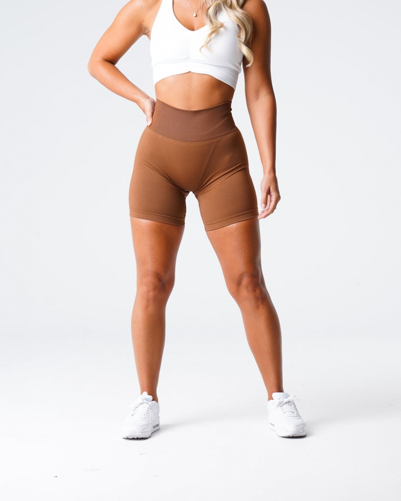 Women's NVGTN Solid Seamless Shorts Brown | SHOI-05391