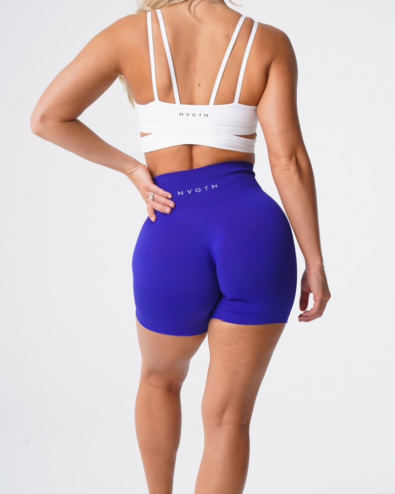 Women's NVGTN Solid Seamless Shorts Deep Blue | PGYE-35219